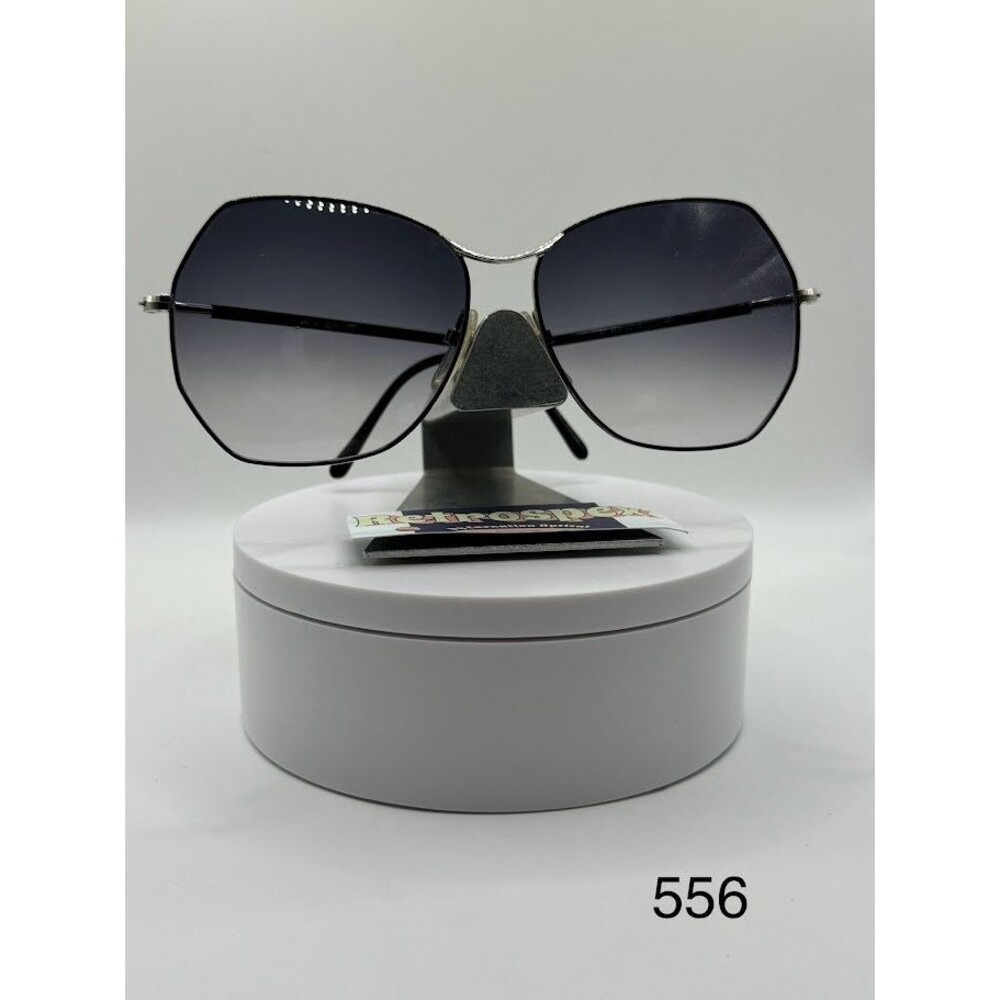 Vintage Oversize Sunglasses | NOS Grey Fade Lens Silver/Black Frame Oleg Cassini
